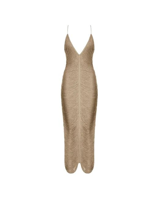 Bless Natural Solé Fringe-Detail V-Neck Dress