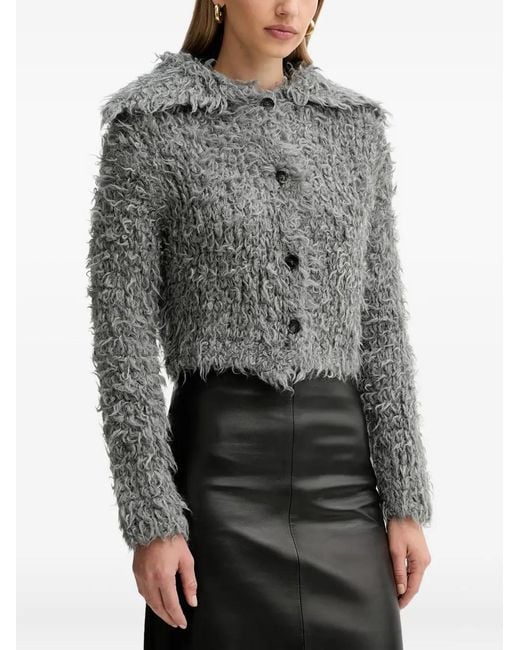 Liviana Conti Gray Zenon Button-Up Wide-Collar Cardigan