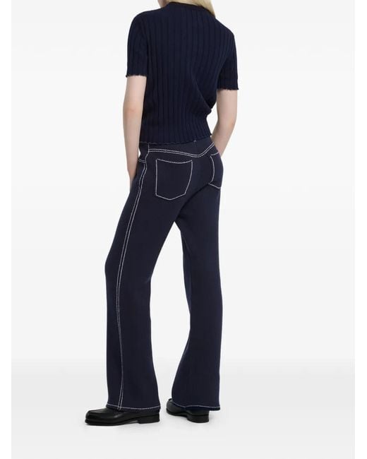 Barrie Blue Ribbed Pocket Top
