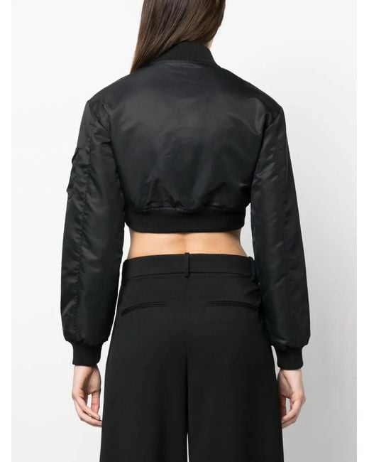 Coperni Black Cut-Out Cropped Bomber Jacket