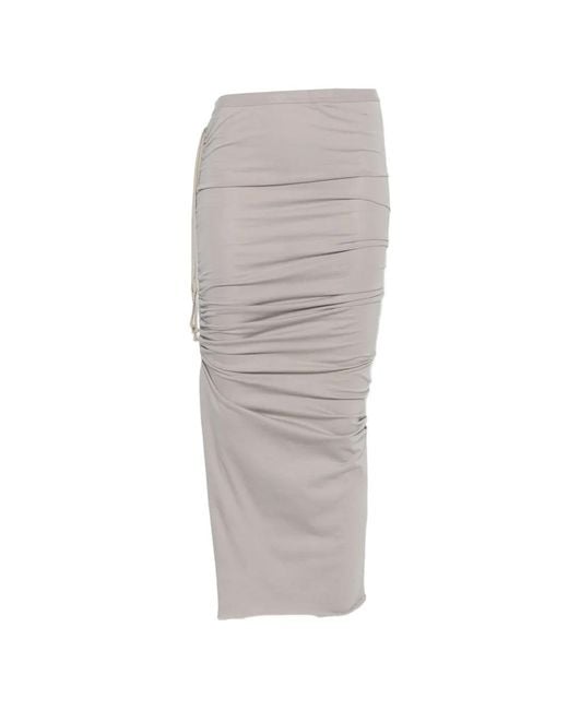 Rick Owens Gray Edfu Ruched Drawstring Skirt