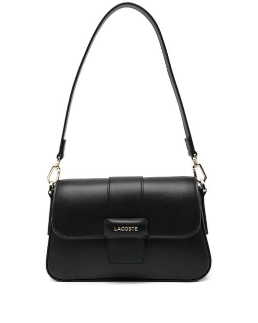 Lacoste Black Logo-Appliqué Flap Bag