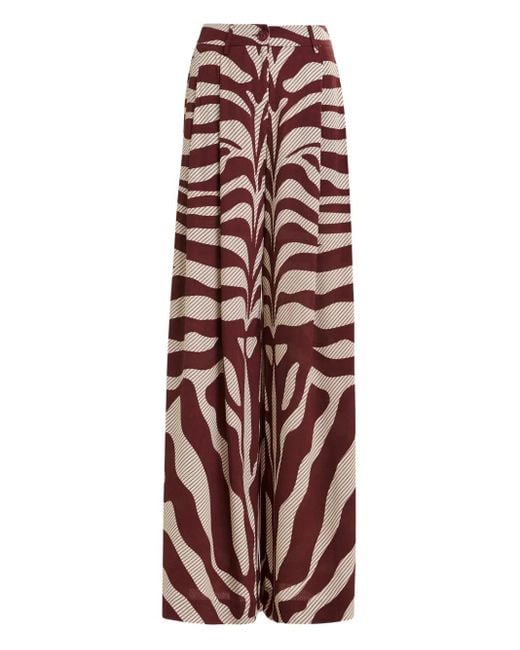 Essentiel Antwerp Red Zebra-Print Pleated Palazzo Pants