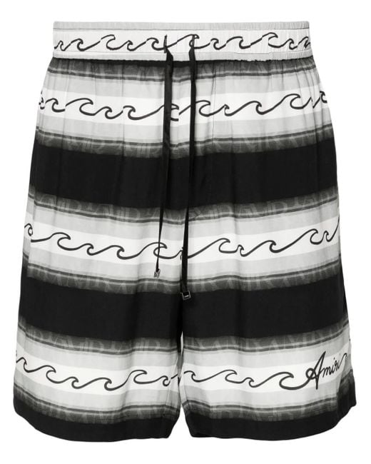 Amiri Black Wave Baja Striped Shorts for men
