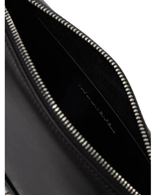 Karl Lagerfeld Black Logo-Plaque Eyelet-Embellished Shoulder Bag