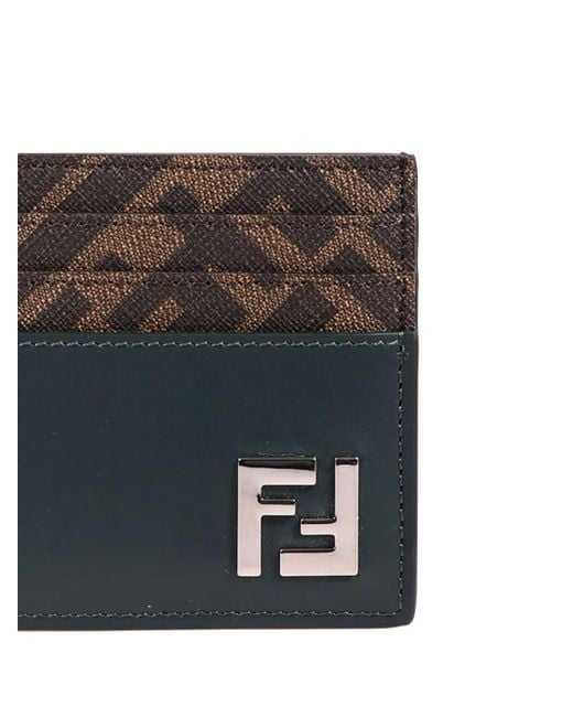 Porte-Cartes En Cuir À Plaque Logo Fendi pour homme en coloris Gray
