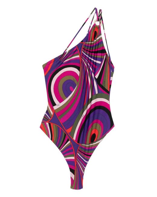 Emilio Pucci Purple One-Shoulder Swimsuit