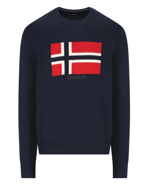 Napapijri Blue Crew-Neck Sweater for men