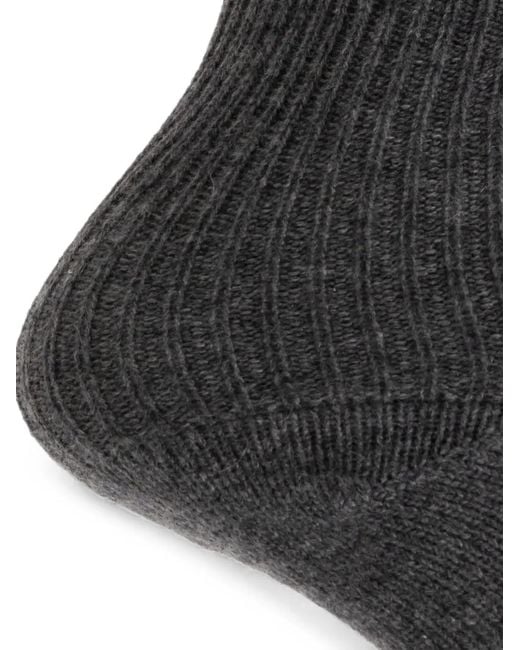 Lisa Yang Black Ribbed-Knit Cashmere Socks