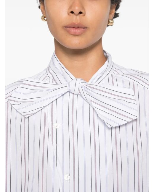 Plan C Gestreepte Blouse in het White