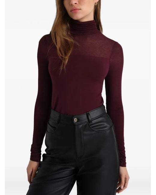 MARCELLA Purple Cara Sheer-Panel Top