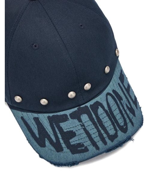 we11done Blue Studded Distressed Baseball Cap for men