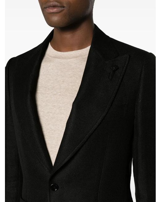 Lardini Black Single-Breasted Linen Blazer for men