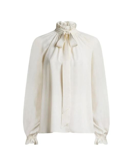 Etro White Silk-Blend Jacquard Blouse With Silk Scarf And Paisley Motif