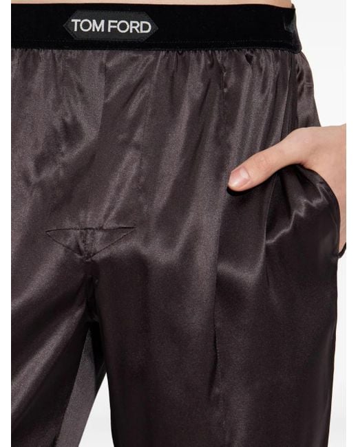 Tom Ford Blue Logo-Waistband Pyjama Pants for men