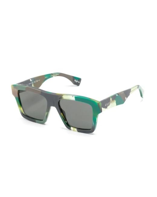 Gucci Gray Tortoiseshell Square-Frame Sunglasses