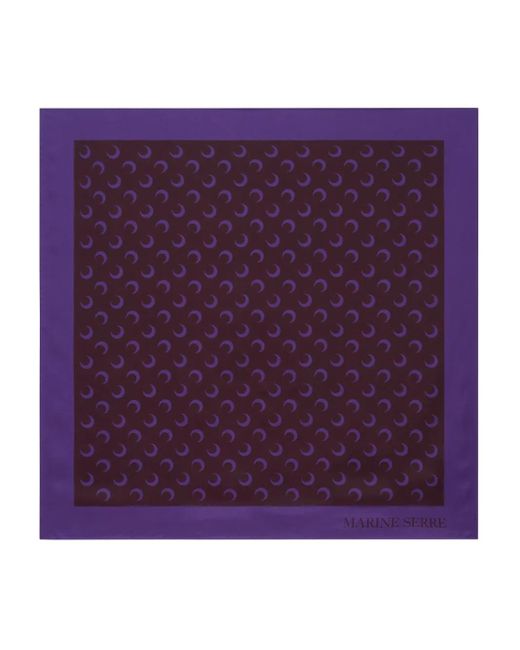 MARINE SERRE Purple Moon-Print Silk Scarf