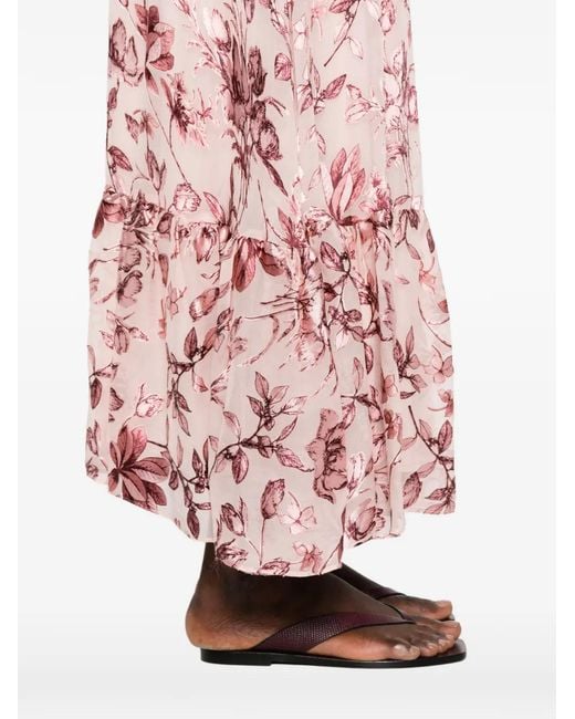 Alice + Olivia Pink Printed Maxi Skirt