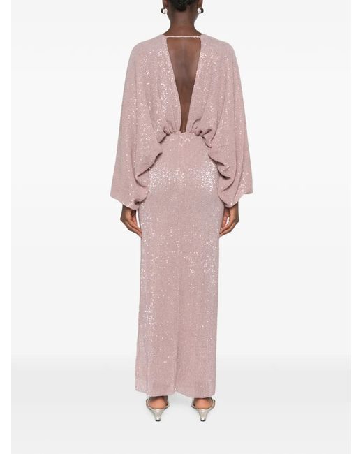 L'idée Pink Paradiso Sequin-Embellished Maxi Dress