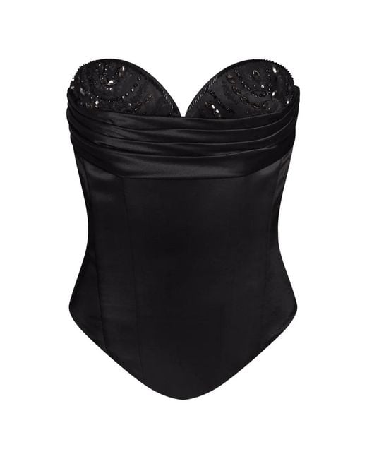 ALEXIA & ANTONIA Black Embellished Corset Top