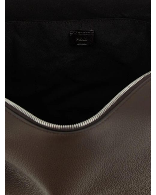 Fendi Black Ff Logo Leather Shoulder Bag for men