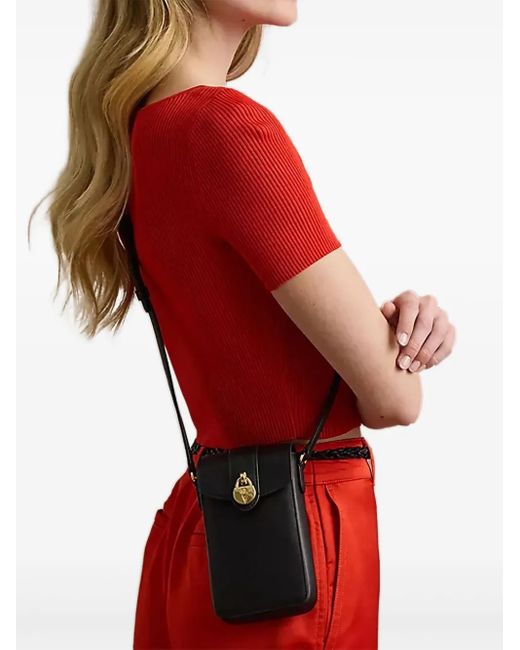 Ralph Lauren Red Padlock Leather Crossbody Bag
