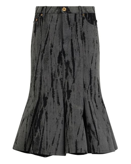 Roberto Cavalli Midi-Rok Met Gestreept Effect in het Black