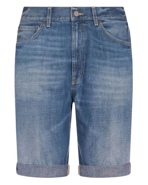 Dondup Blue Washed Denim Shorts for men