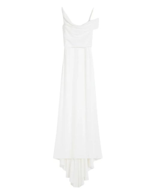 Max Mara White Ghiglia Draped Maxi Dress