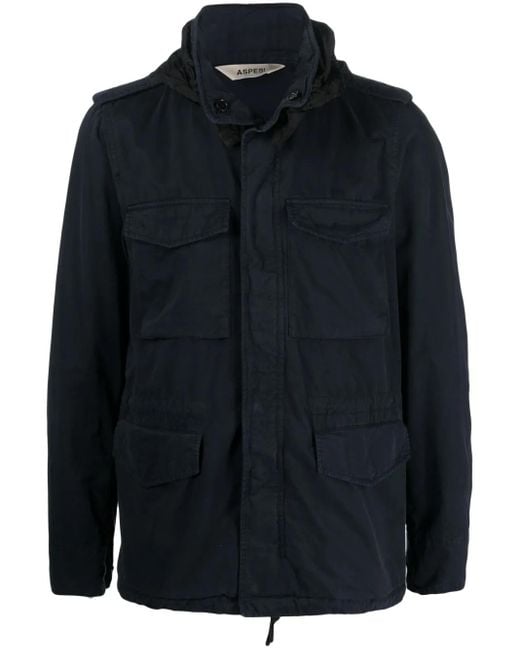 Aspesi Blue Multi-Pocket Military Jacket for men