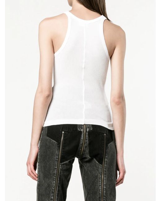 Re/done White Ribbed Tank Top