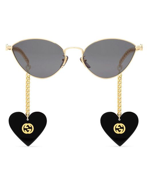 Gucci Gray Cat-Eye-Sonnenbrille mit Anhängern