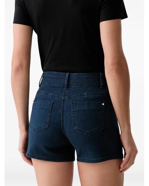Morgan Blue Button-Detail Pocket-Flap Shorts