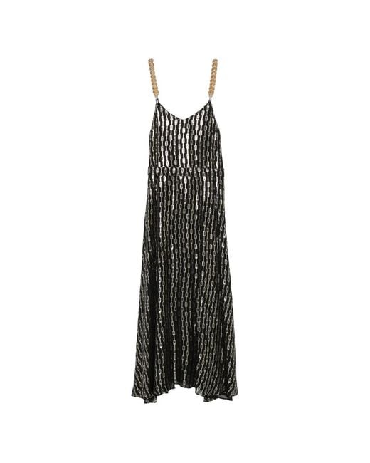 SIMONA CORSELLINI White Chain-Link-Print Chain-Strap Maxi Dress