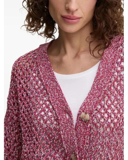 Boss Red Open-Knit Button Cardigan
