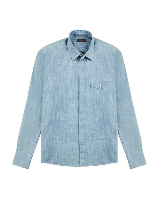 Slowear Blue Chest-Pocket Shirt for men