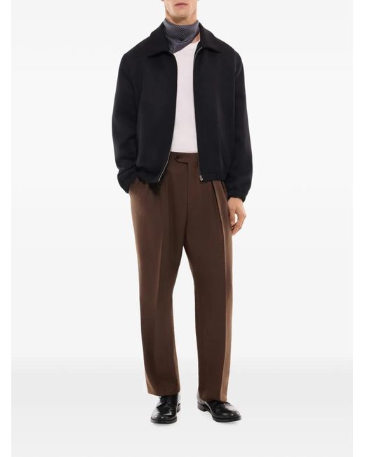 Fursac Black Zip-Front Spread-Collar Jacket for men