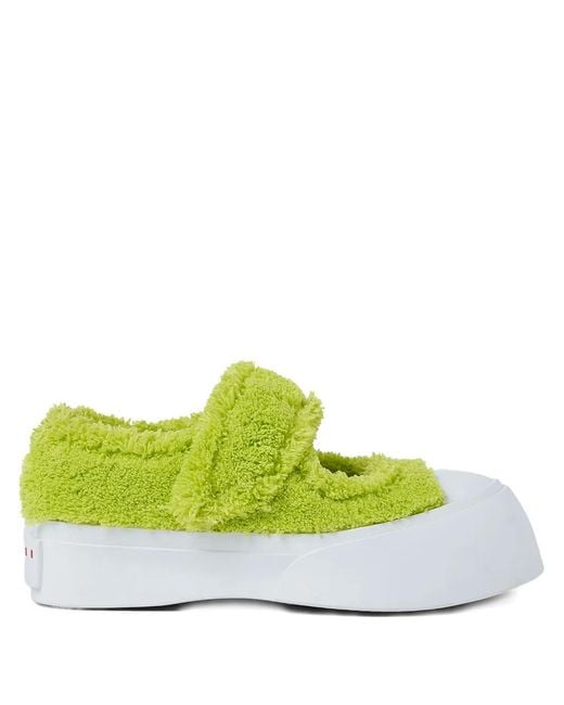 Marni Green Leather Ballerina Shoes
