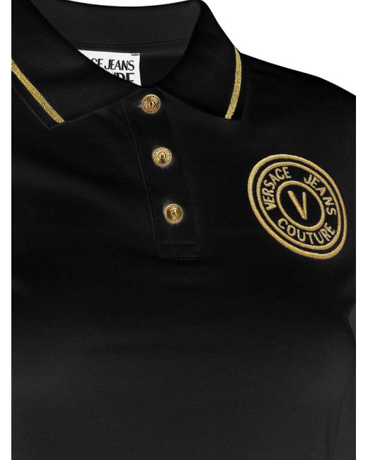 Versace Jeans Couture Black Embroidered-Logo Polo Shirt