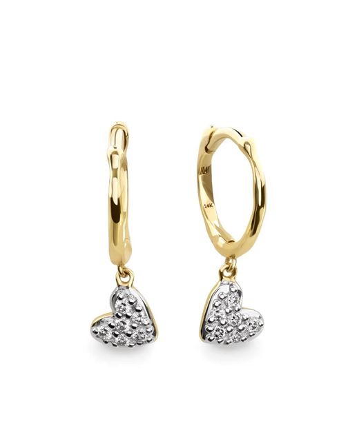 Monica Vinader White Mini Heart Diamond Huggie Earrings