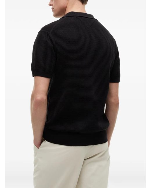 Tommy Hilfiger Black Waffle-Knit V-Neck T-Shirt for men