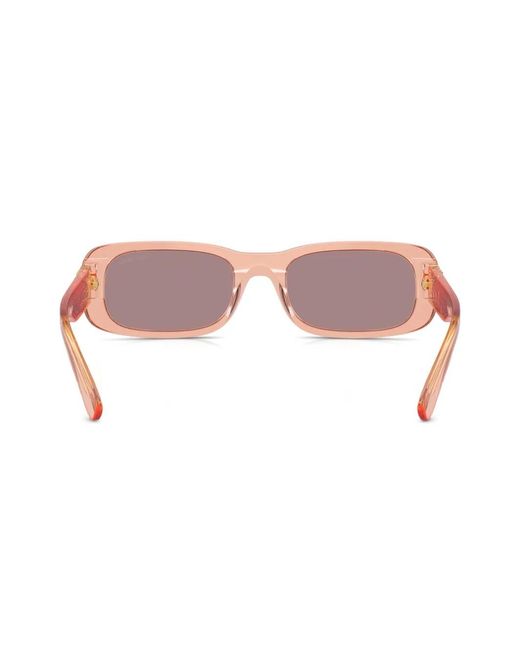 Miu Miu Pink Logo-Lettering Rectangle-Frame Sunglasses