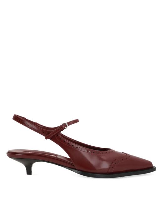 Miu Miu Brown 35Mm Slingback Brogue Pumps