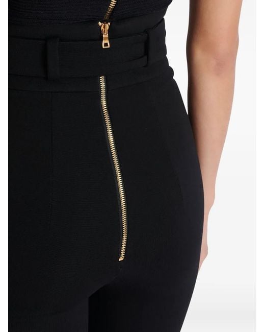 Balmain Black Buckle-Embellished Trousers