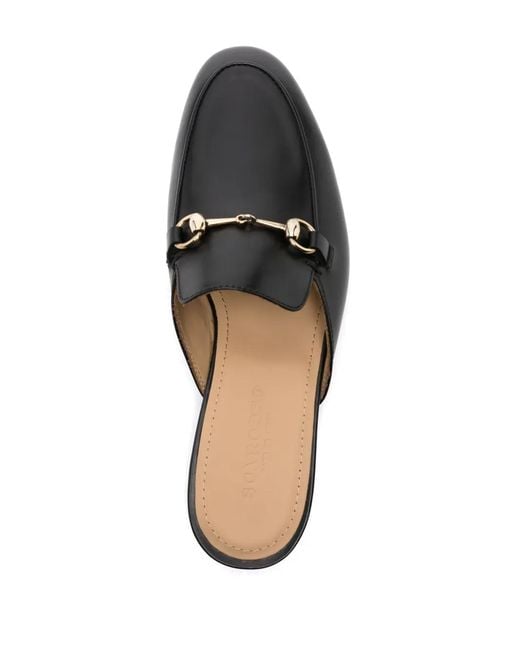 Scarosso Black Horsebit-Detail Leather Slippers for men