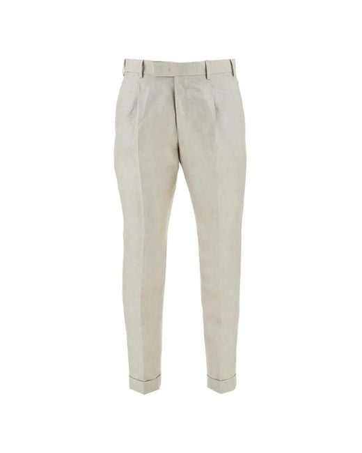 PT Torino Gray Pleated Tailored Trousers for men