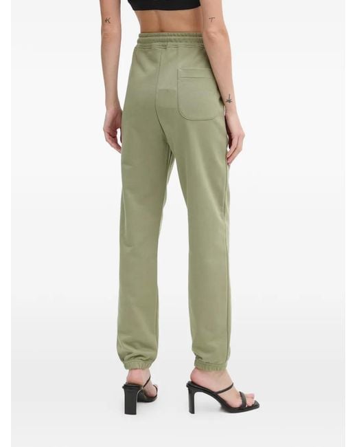 Moschino Green Pantalon Droit Imprimé À Taille À Lien De Resserrage