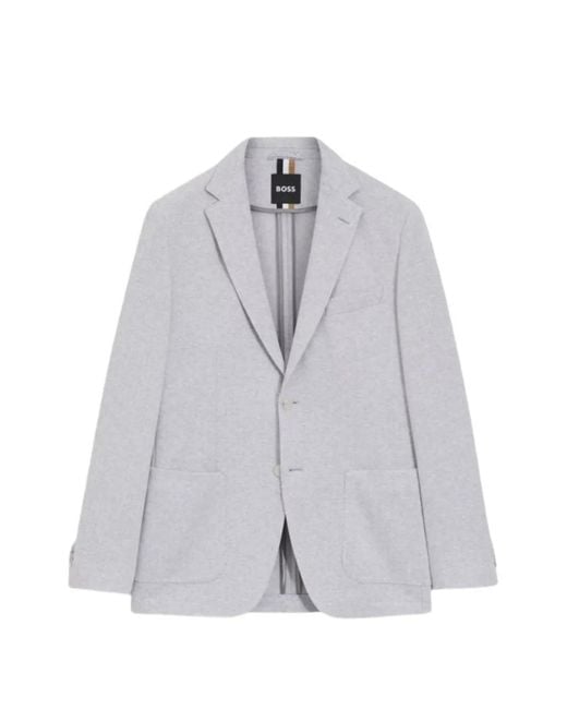 Boss Gray Notched-Lapel Blazer for men