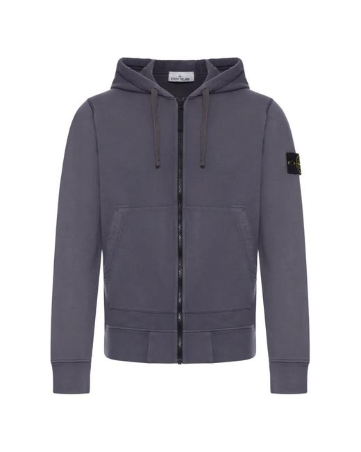 Stone Island Blue Hoodie Full Zip Sweatshirt for men