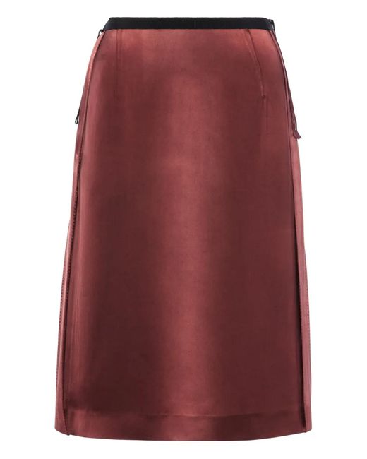 Maison Margiela Red Satin Midi Skirt